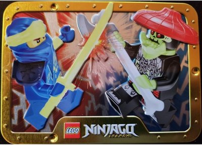 Конструктор набір мініфігурок Лего Ніндзяго Джей проти мисливця за кістками (LEGO NINJAGO minifigures Jay vs. Bone Hunter) , 112327, металева коробка 112327 фото