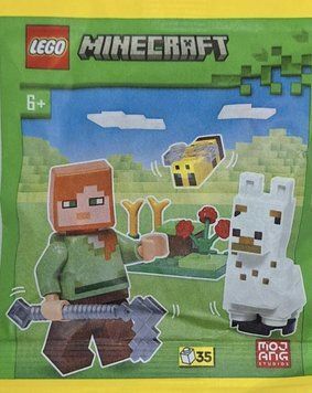Конструктор LEGO MINECRAFT Alex, Baby Llama and Bee/минифирурка Лего Майнкрафт Алекс, детеныш ламы и пчела (662308), полибег 662308 фото