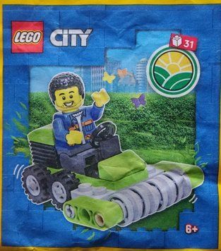 Конструктор LEGO City Worker with Lawn Mower, мініфігурка Лего Сіті Робітник із газонокосаркою, 952303, полібег 952303 фото