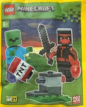 Конструктор LEGO MINECRAFT Ninja, Zombie and TNT Launcher, минифигурка Лего Майнкрафт (662304), полибег 662304 фото